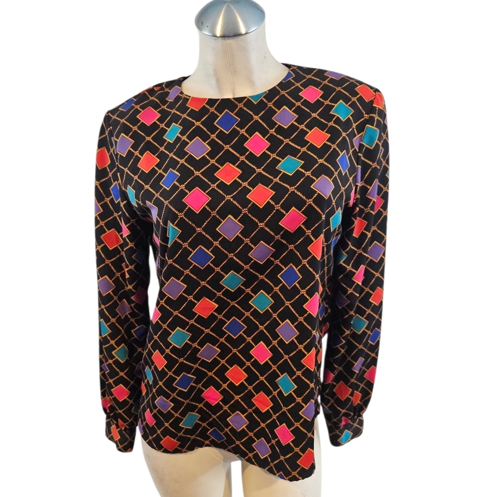 Eva Laurel New York Size 6 Vintage Blouse Multi-Color